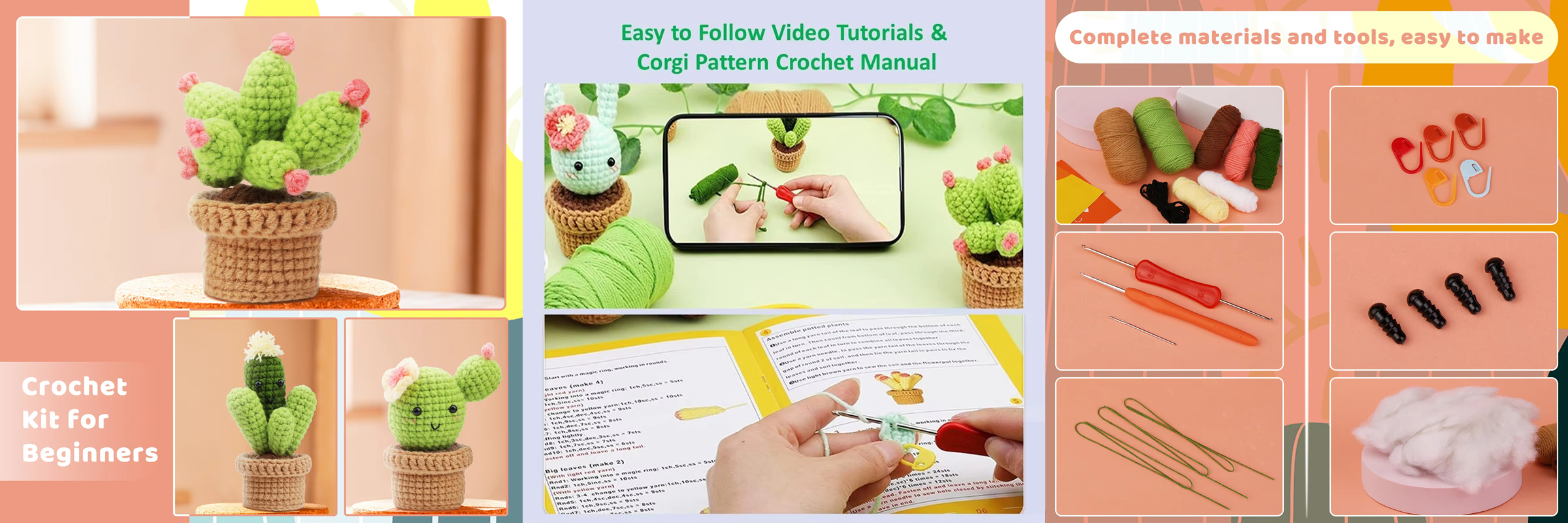 Sell Plant Crochet Kit Novice DIY Knitting Cactus Bonsai Decorated Set