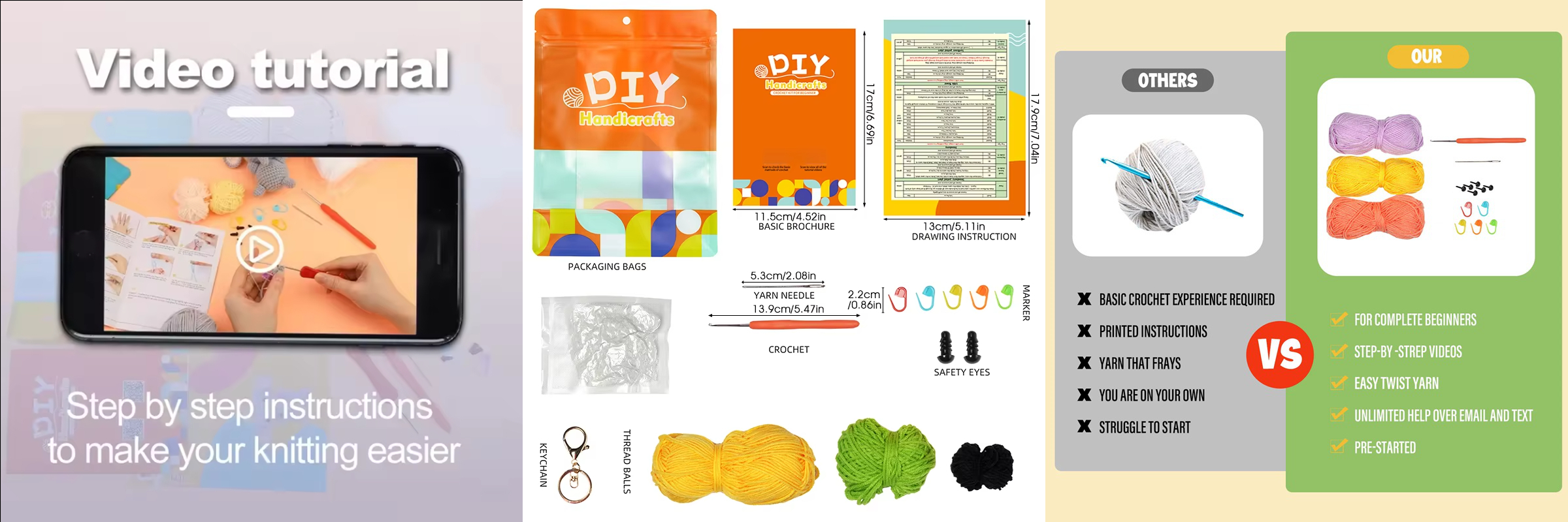 Factory New Product Crochet Animal Kits Novice DIY Knitting Turtle Set