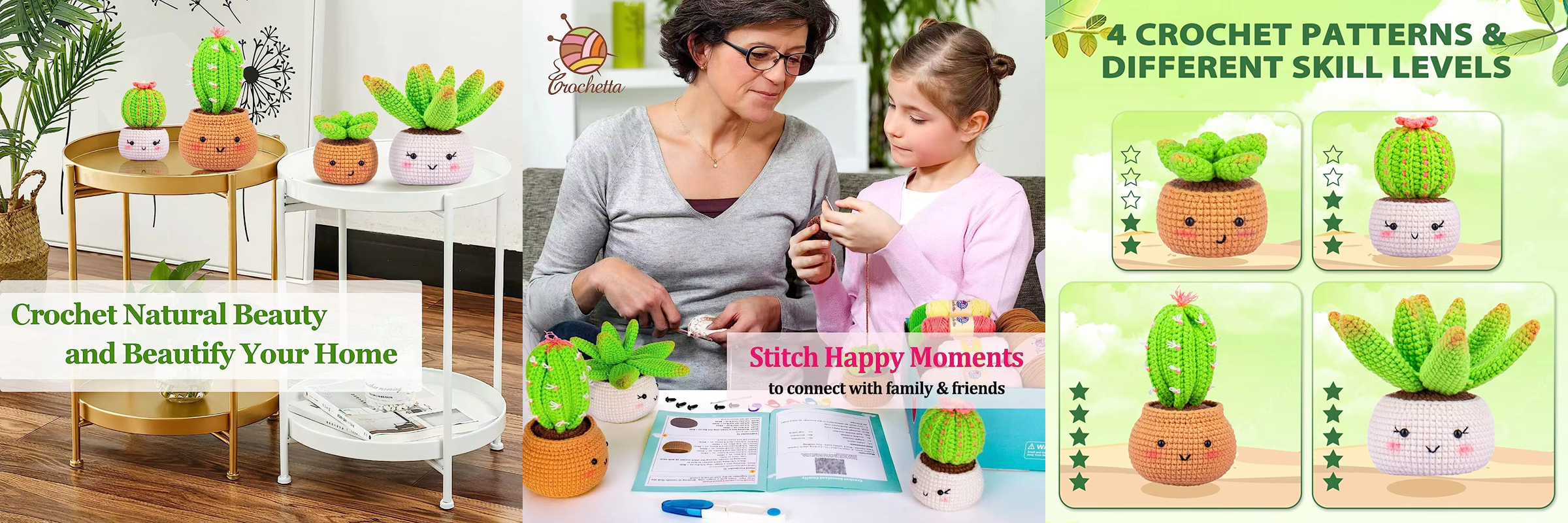 Factory Direct Selling Plants Crochet Kits DIY Knit Cactus Bonsai Sets