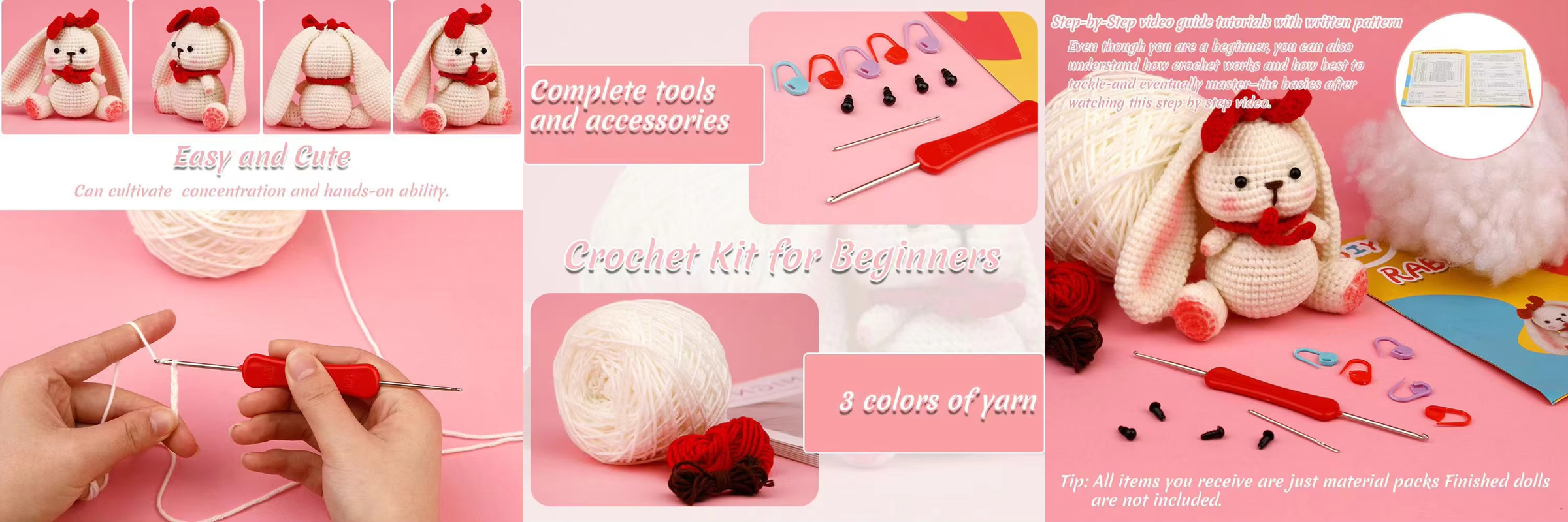 High Quality Crochet Doll Kits Beginner DIY Knitting Plush Rabbit Set