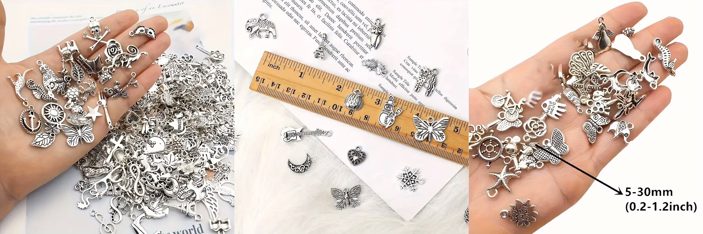 Antique silver color metal pendant charms