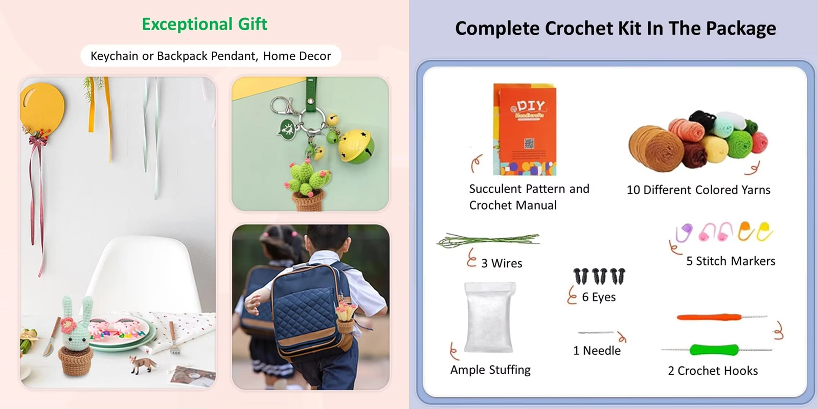 Plant Crochet Kits for Beginners Easy DIY Knitting Succulent Plant Set