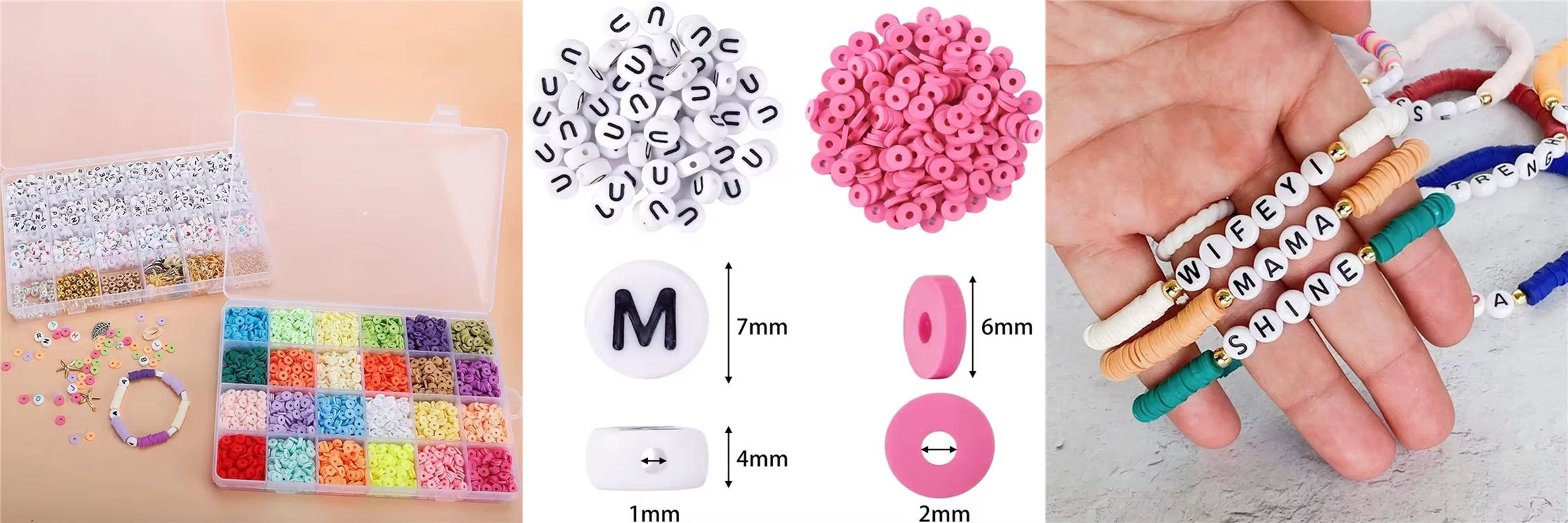 6mm Clay Sheet and 24 Grids Letter Beads Set