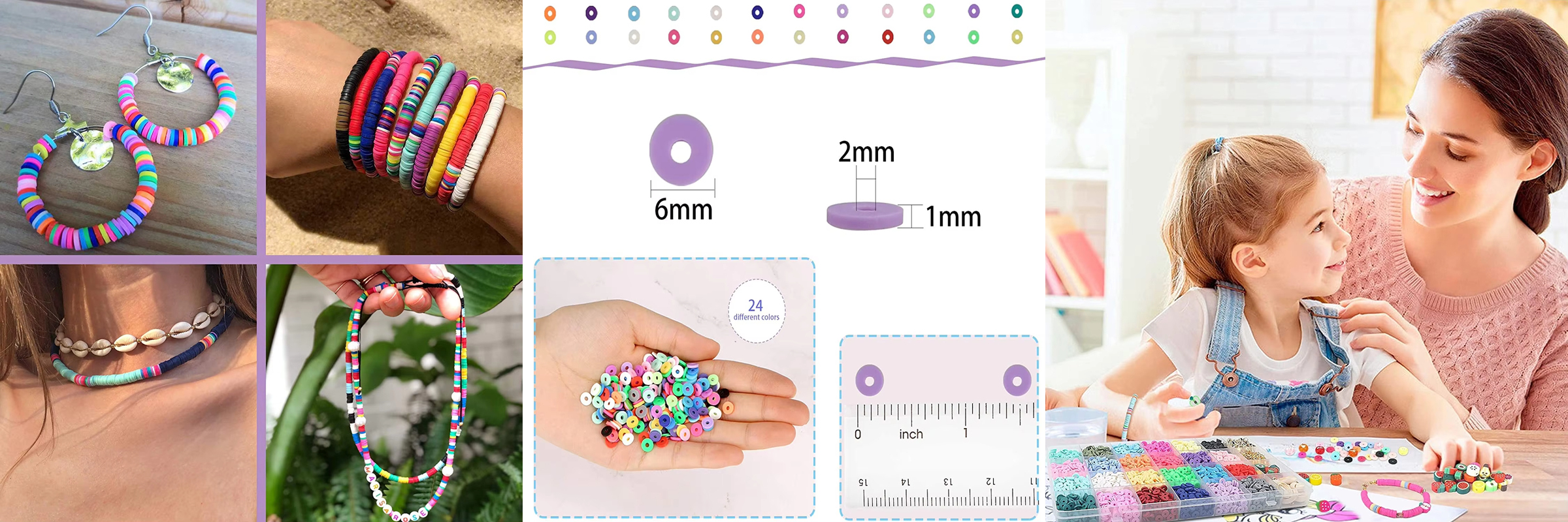 Round Color 6mm Clay Bead Set Polymer Clay Beads Kit