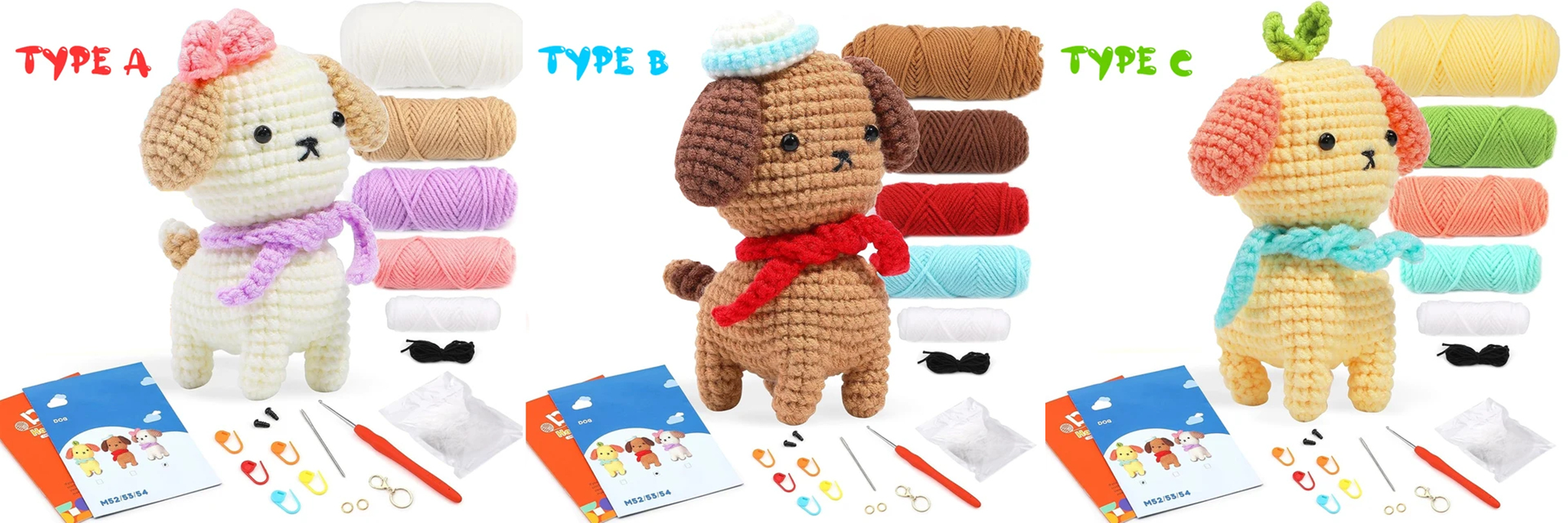 Wholesale Crochet Dog Doll Knit Set DIY Knitting Pendant Keychain Kits