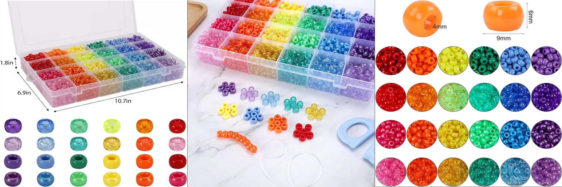 Wholesale Price for Sale 6x9mm Plastic Acrylic Bucket Bead Kit