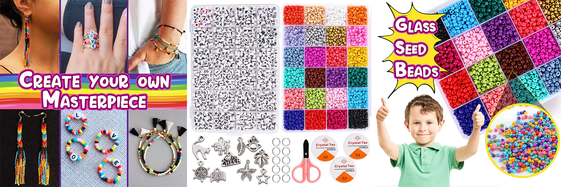 Factory Direct Selling 4mm Glass Seed Beads and Letter Beads Kits