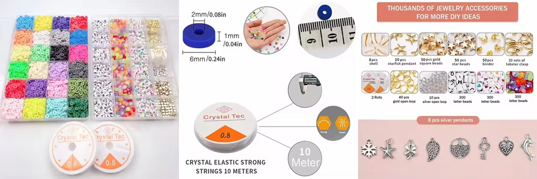 Factory Wholesale Sell Christmas Style 6mm Polymer Clay Beads Set