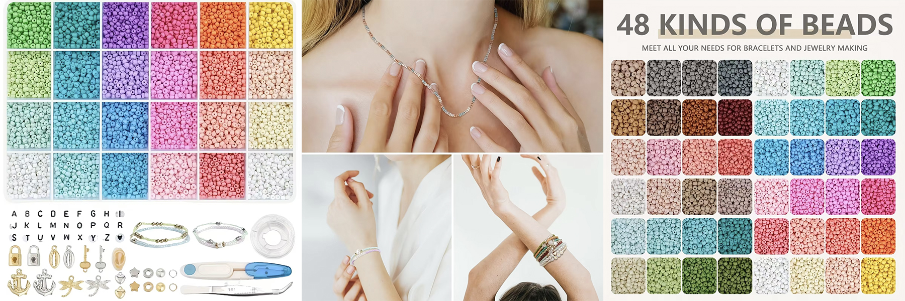 Sale at Wholesale Price Rainbow Color 2mm Glass Beads DIY Jewelry Set