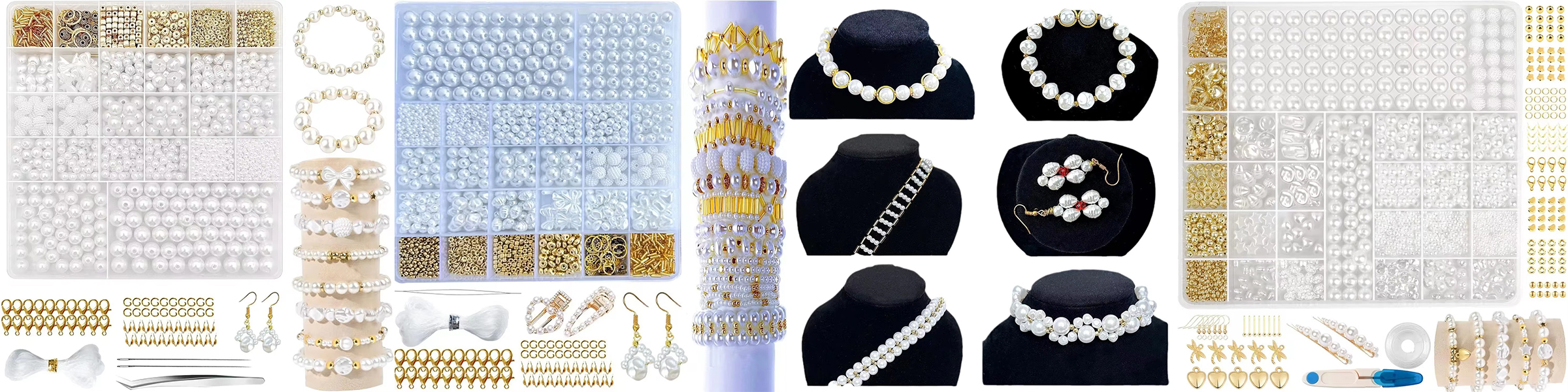Wholesale Sell White Color Plastic Pearls With Gold Pendant Kit