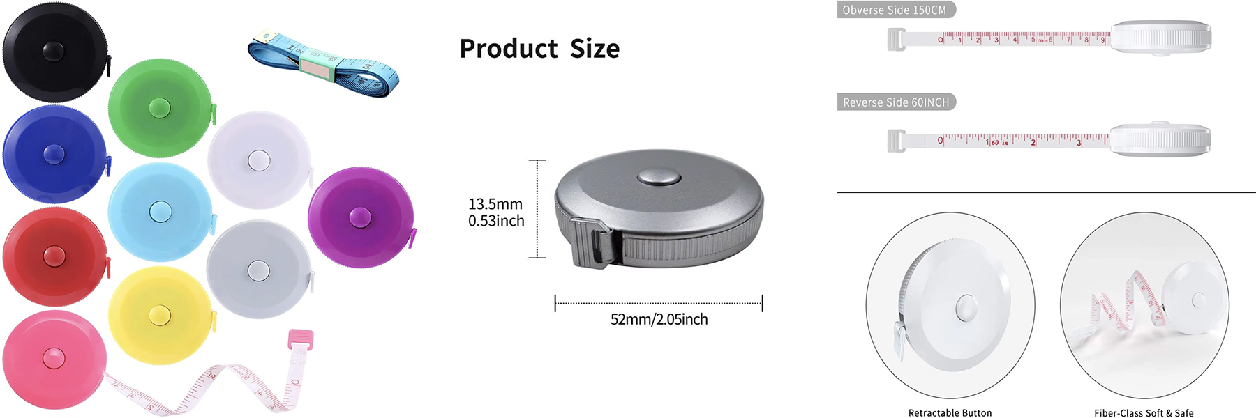 Factory Selling 60 Inch Flexible Rule 150 cm Cloth Sewing Measure Tape