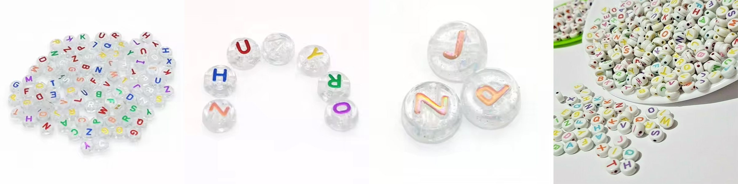 Mixed Color Alphabet Bead Flat Round Letter Bead Glow in the Dark Bead