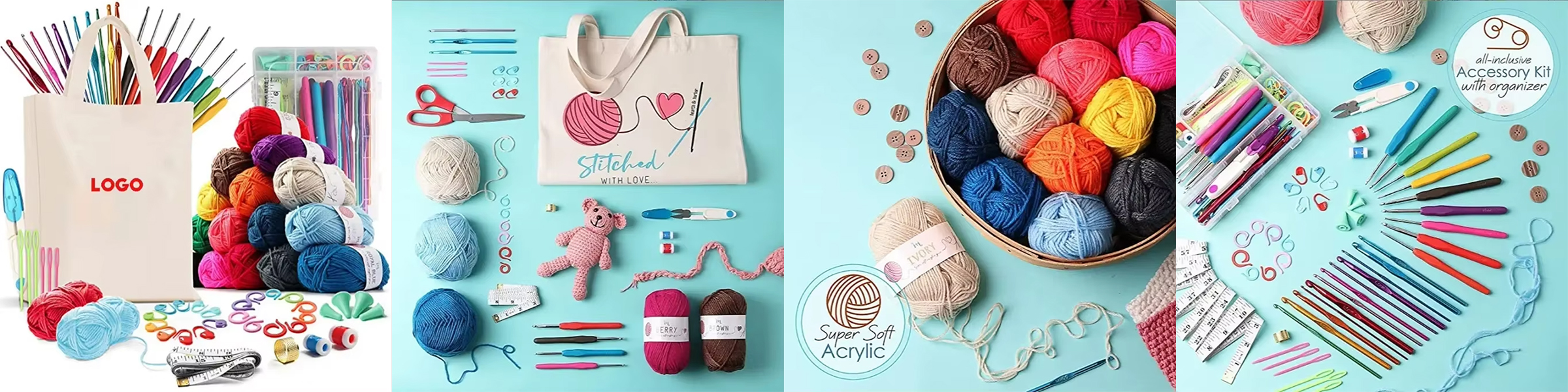 Crochet Supplies With Hook Yarn Knit Needles Sewing Tool Material Sets