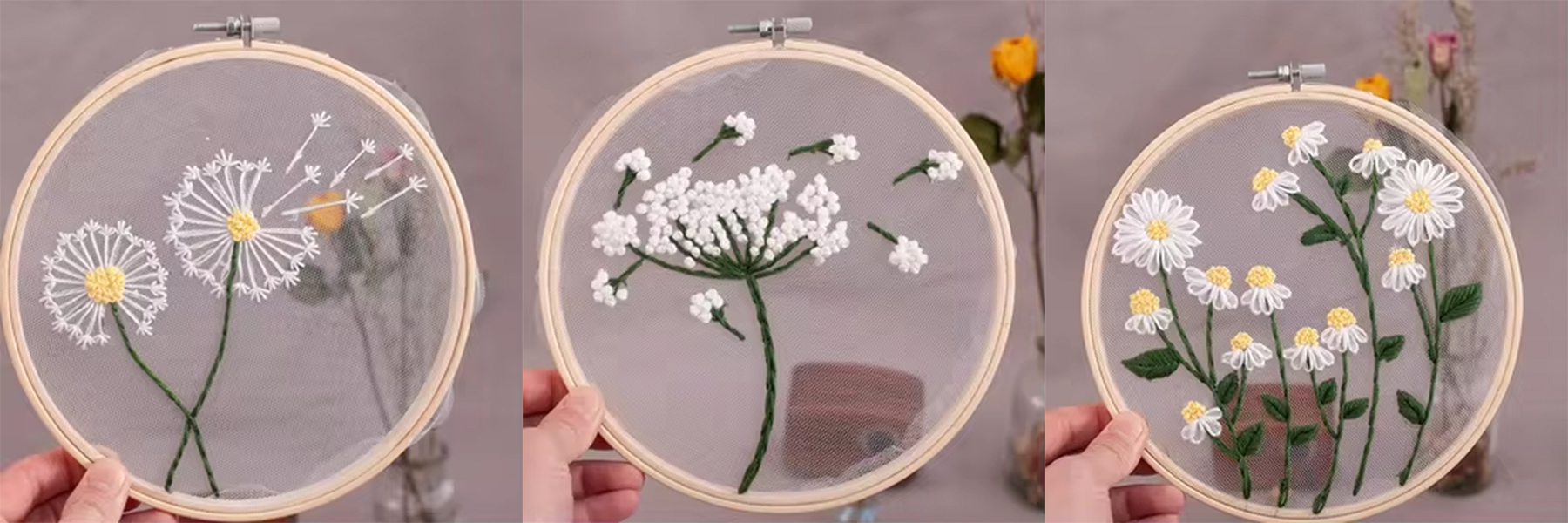 Direct Selling Beginner DIY Hollow Fabric Embroidery Hoop Kits