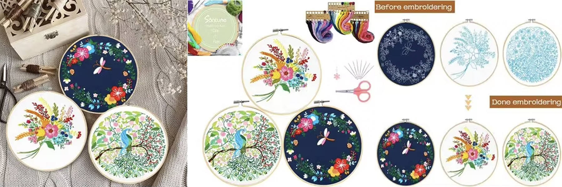 2024 Hot Sell Cross Stitch Kit Beginner DIY Needlework Embroidery Sets