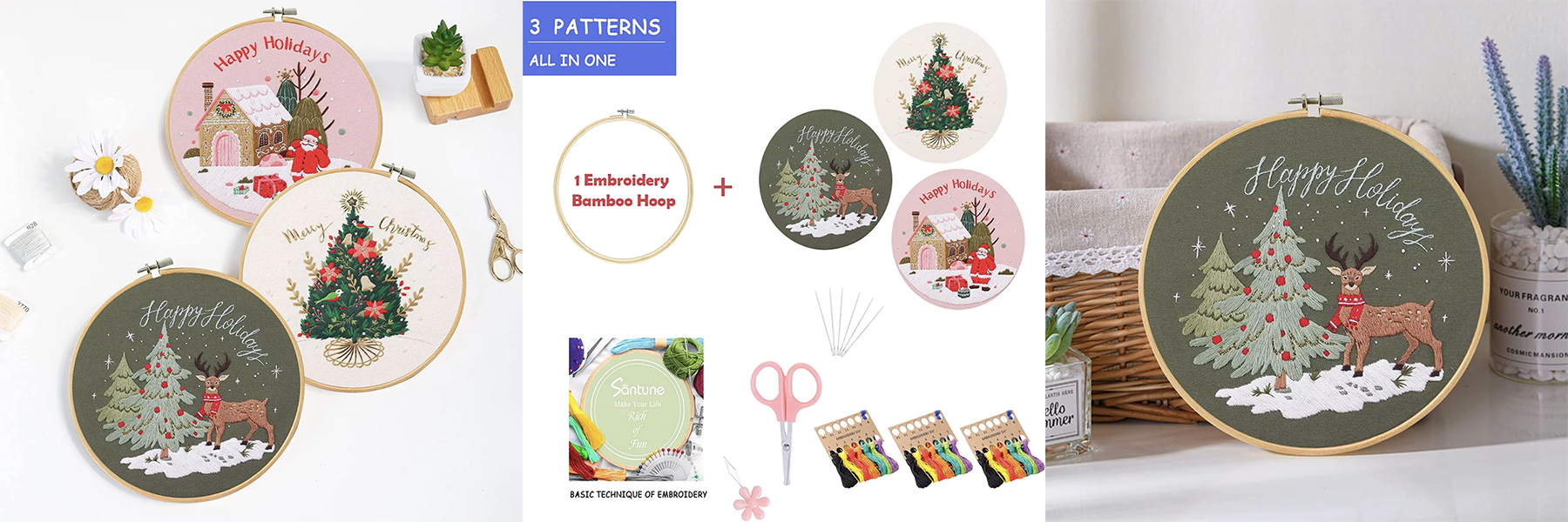Hotselling DIY Embroidery Christmas Tree Pattern Sewing Kits