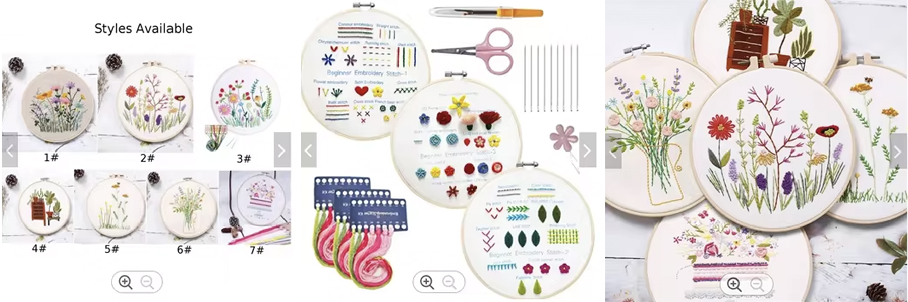 Beginner DIY Embroidery Kit Round Cross Stitch Sewing Set