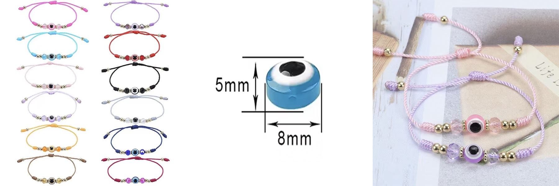 5*8mm Round Glass Eye Loose Beads DIY Bracelet Necklace Amulet Beads