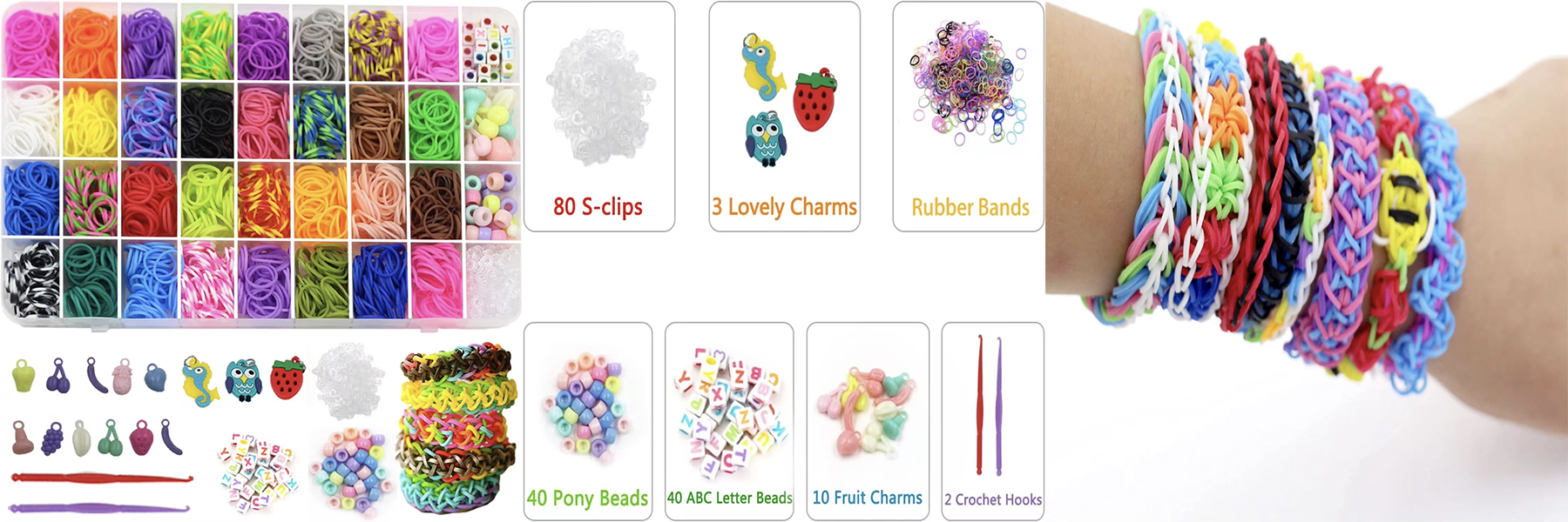 Factory Wholesale Colored Rubber Bands Kits DIY Knit Bracelets Set