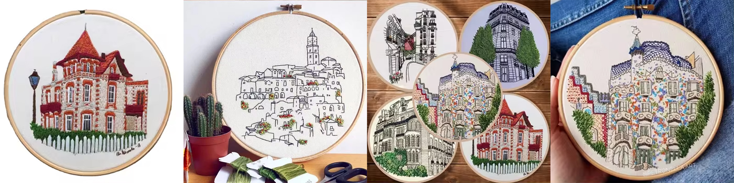 Handmade Embroidery Materials Bag Beginner Embroidery Building Pattern