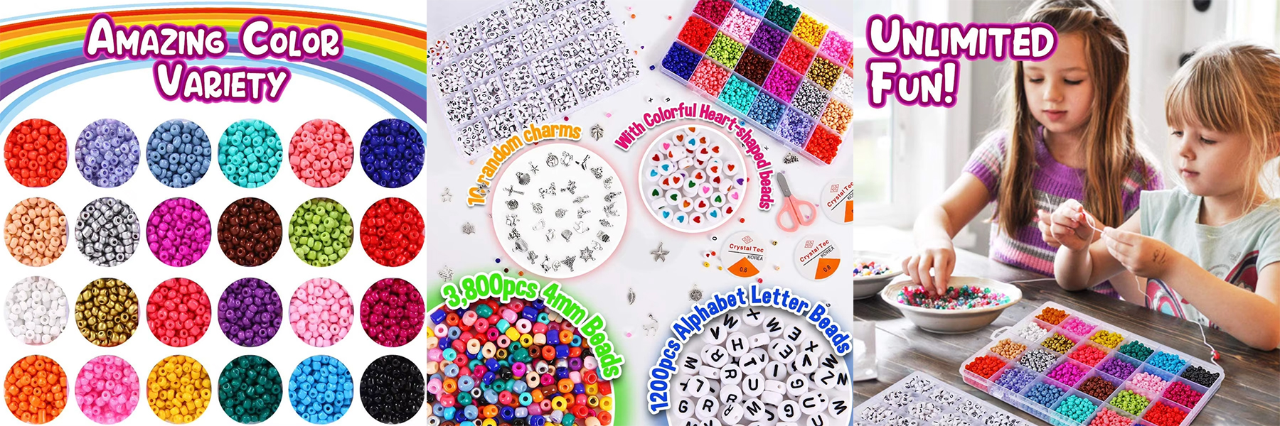 Factory Direct Selling 4mm Glass Seed Beads and Letter Beads Kits