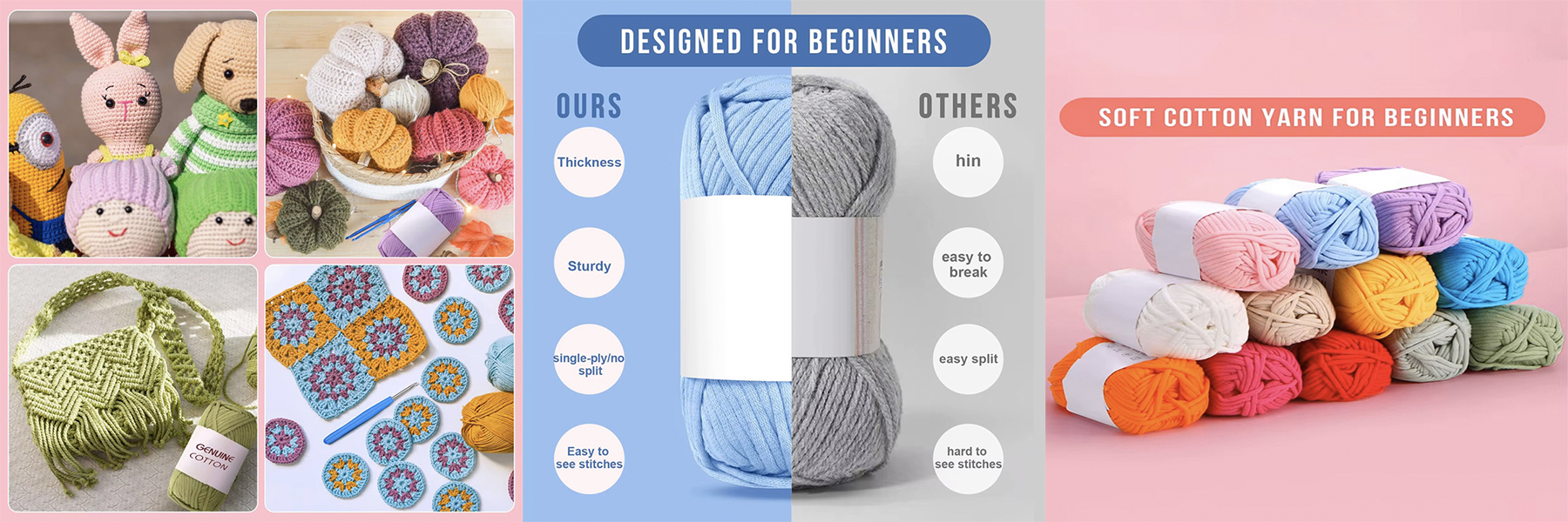 50g/roll 68% Cotton 32% Nylon Yarn Chunky Hollow Yarn DIY Crochet Yarn