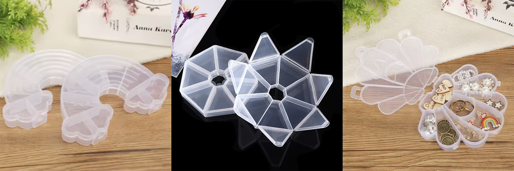 Plastic PP Box Beads Storage Container Box Special Shaped Clear Box