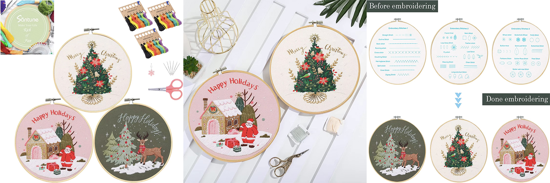 Hotselling DIY Embroidery Christmas Tree Pattern Sewing Kits