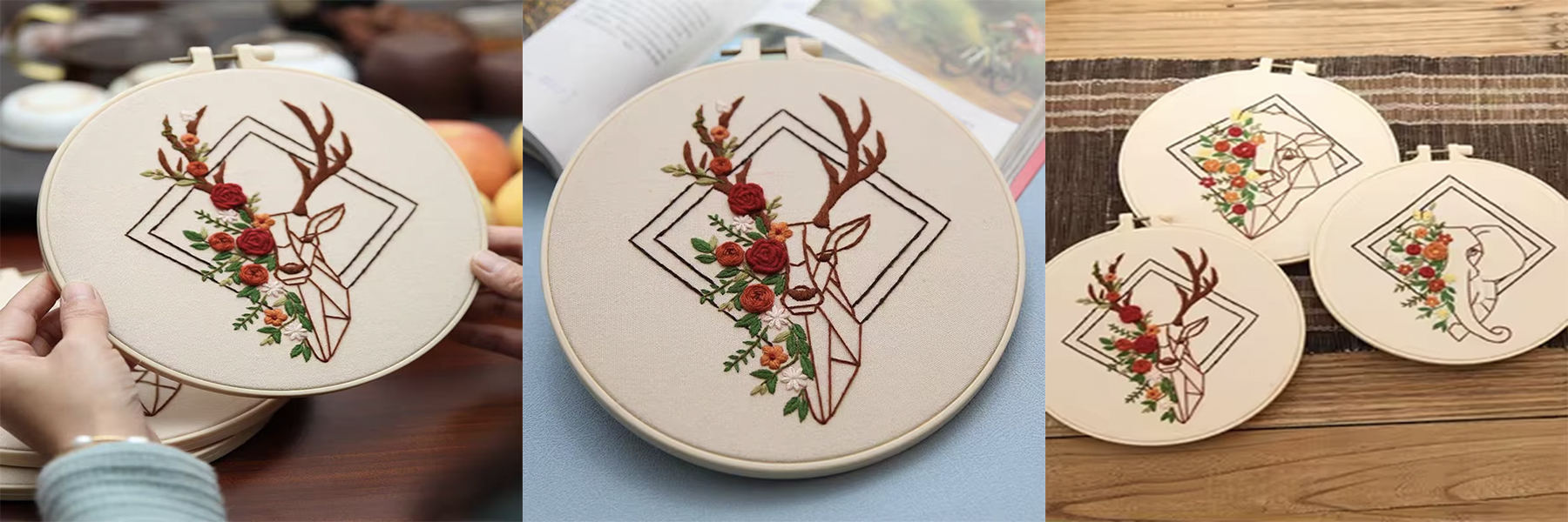 Geometric Animal Embroidery DIY Live Room Hang Painting Cross-Stitch