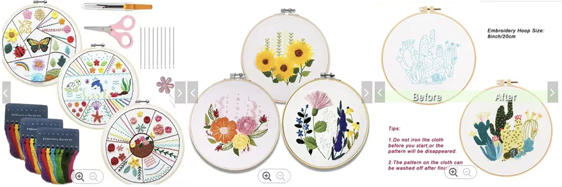 Beginner DIY Embroidery Kit Round Cross Stitch Sewing Set
