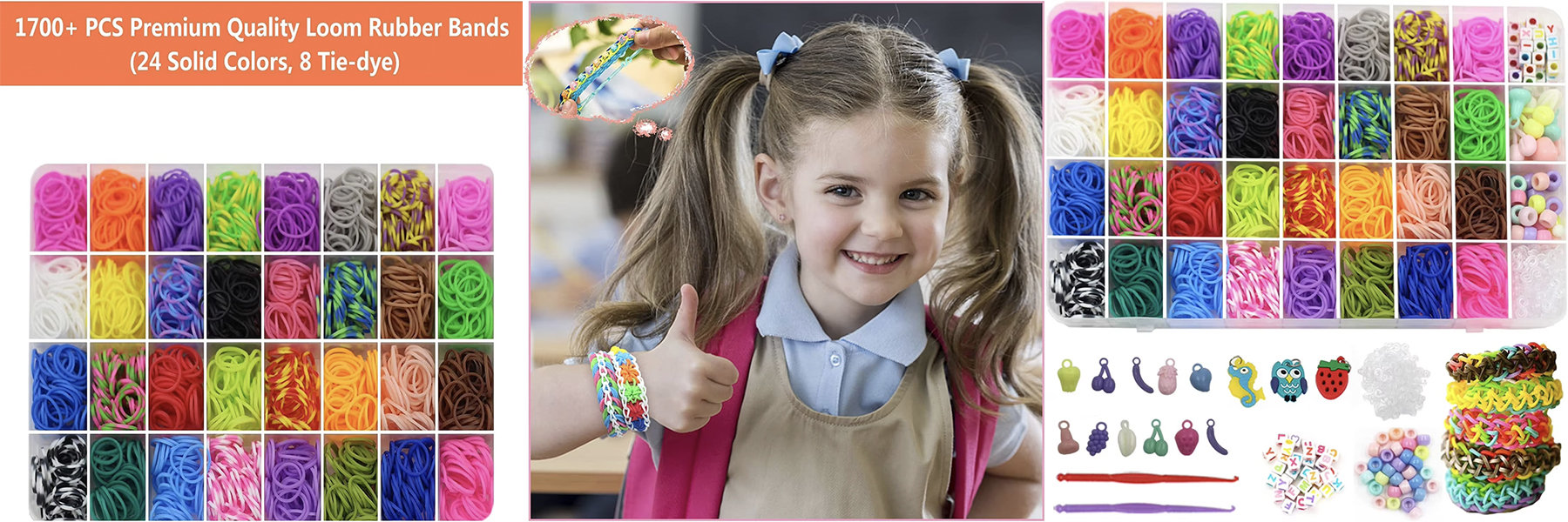 Factory Wholesale Colored Rubber Bands Kits DIY Knit Bracelets Set
