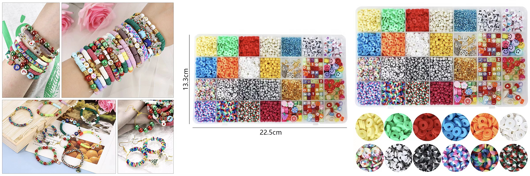 Colorful Flat Round Polymer Clay Beads Jewelry Diy Clay Bead Bracelet Making Kit