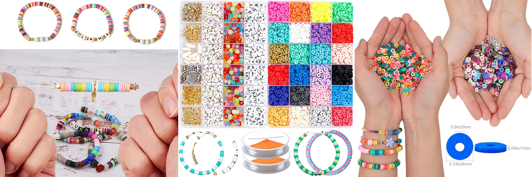 Factory Selling 24 Colors Polymer Clay Beads Kit with Letter Beads Kit