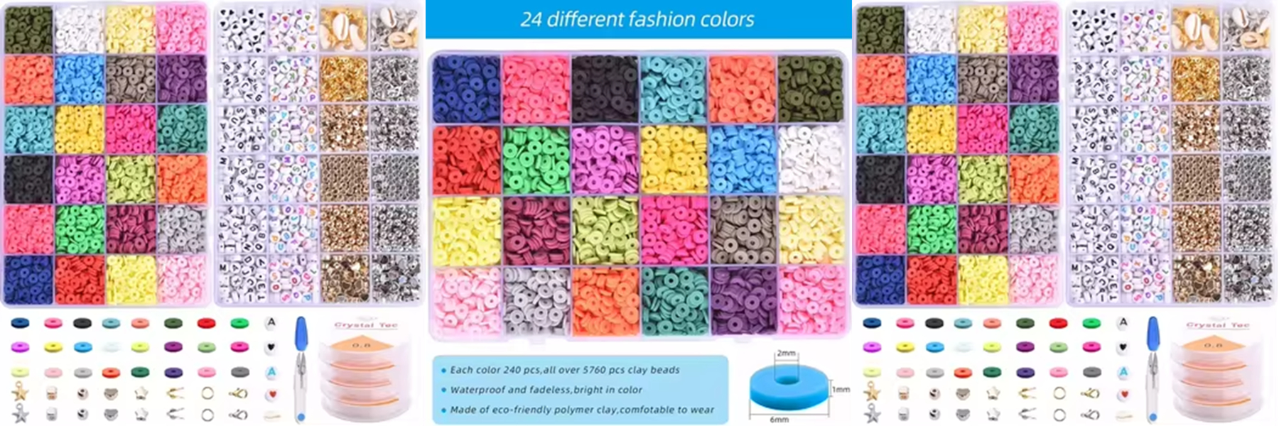 Direct Selling 24 Color Clay Beads with 26 Letters Beads Kit